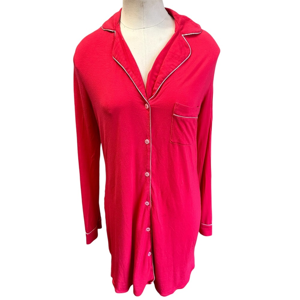 Victoria's‎ Secret Sleep Shirt Nightgown Pajama Top Red White Trim Small